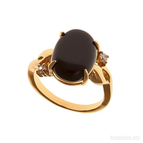 Кольцо с черным камнем женское золото
