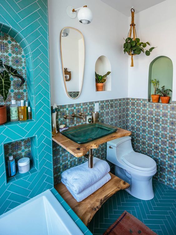 Ванная комната в дизайне бохо-шик