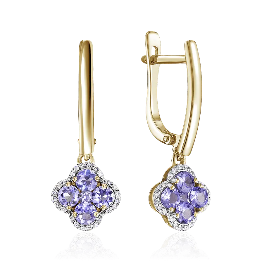 Серьги с танзанитами Серьги с танзанитами